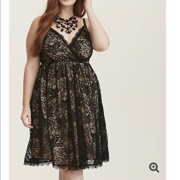 torrid Dresses & Skirts - Torrid Black Lace Surplice Skater Dress